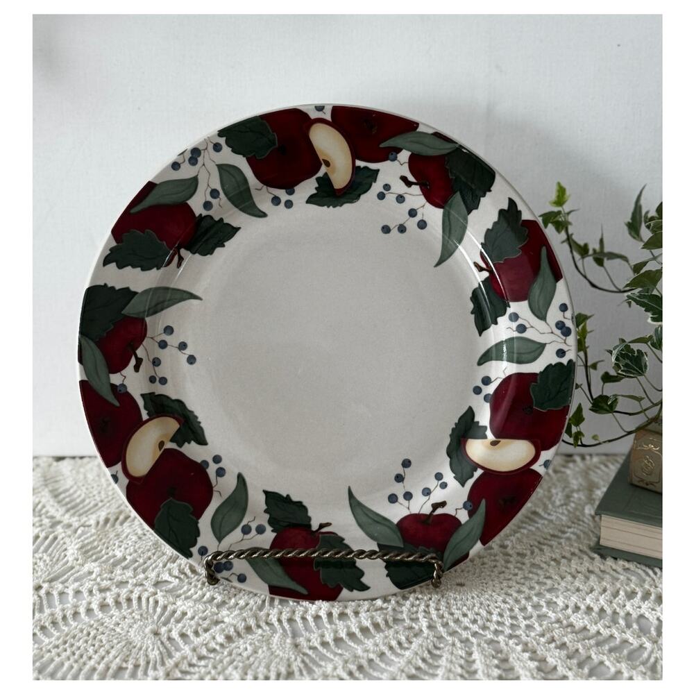 Vintage Apple Decorative Plate | Hand Painted Fruit Dish | Farmhouse Cottage